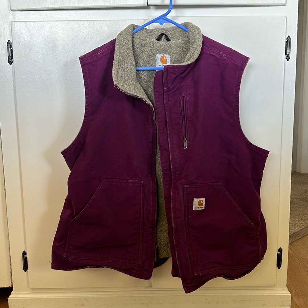 Carhartt  Womens Sherpa Lined Canvas Vest Jacket WV001 RBY Rare Color XL …